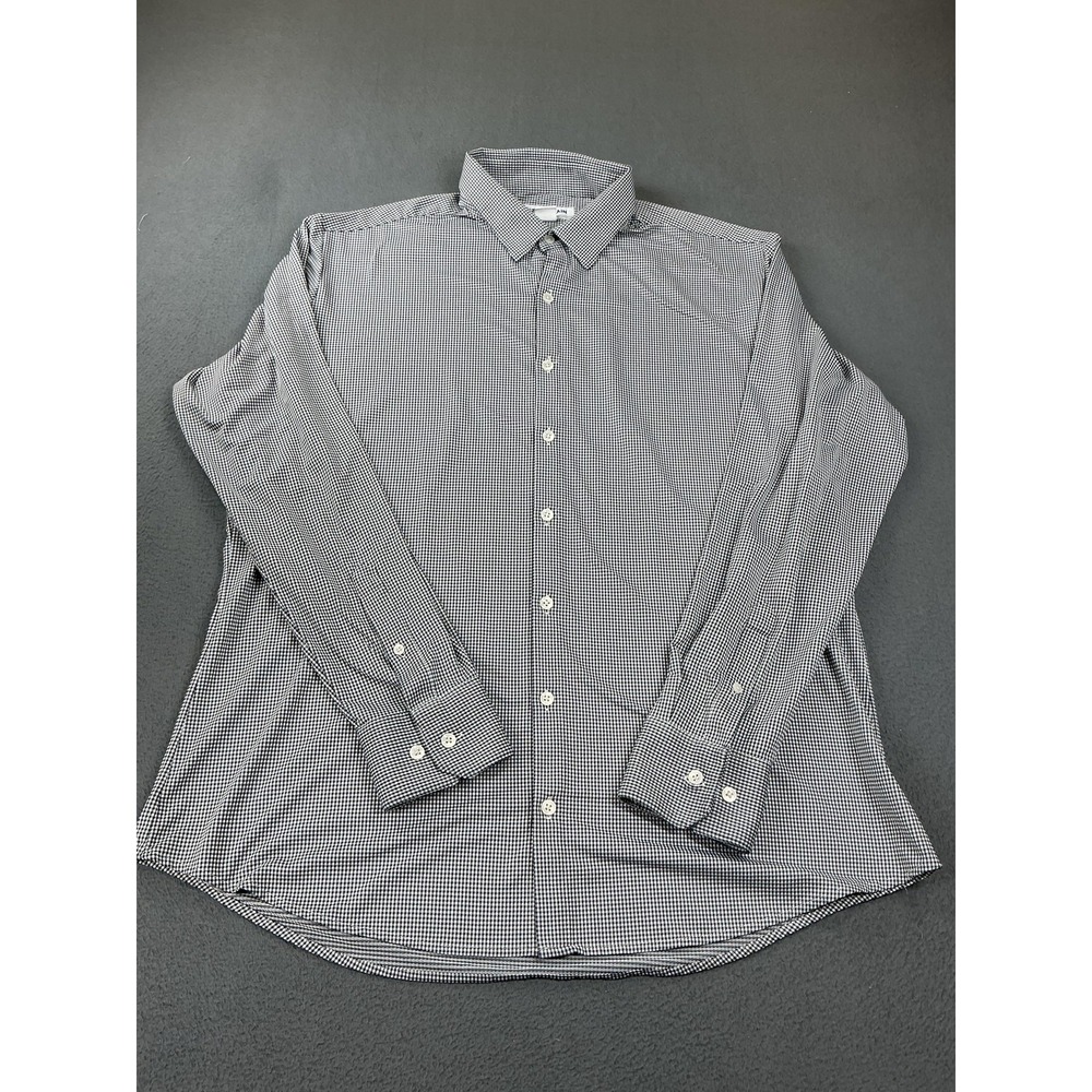 Mizzen+Main Shirt Mens L Black Gingham Classic Fit Stretch Long Sleeve